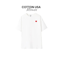 เสื้อยืด 100% ผ้าฝ้าย เสื้อยืด MEMEE ~ COTTON USA ผ้าหนานุ่ม (งานปักหัวใจ)