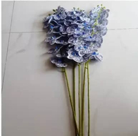 Bunga Anggrek Latex YL Artificial Vas Marbel Biru Batik