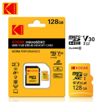 50pcs Original Kodak Micro SD Card 128GB Class 10 U3 Memory Cards TF flash card 128GB Smartphone Tablet Camera gopro