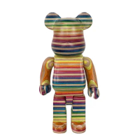 Bearbrick 400% Horizontal Rainbow Bear Canadian Skateboard Wood Handmade Wooden Packing Box Collection Fashion Doll Toys