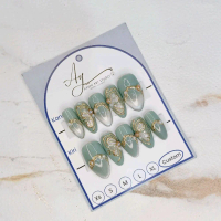 QUPHU-QUPHU ALMOND SHAPE PRESS ON NAILS HANDMADE Kuku Pewarna Kutek Art kuku cantk wisuda kuku penga