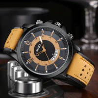 2024 New Fashion Men Sport Wrist Watches Leather Strap Watch Men Army Military Quartz Watch For Men Relogio Masculino Male Clock