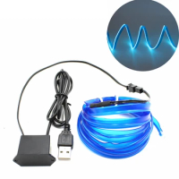 1/2/3/5/10M DC 5V USB EL Wire With 6mm Sewing Edge Neon Light String Light Flexible Twinkle Glow Rope Tube Wire LED Strip