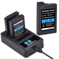 2400mAh 3.6V Li-ion Polymer Lithium Ion Rechargeable Battery Pack / Dual Battery Charger for Sony PSP 2000/3000 PSP-S110 Console