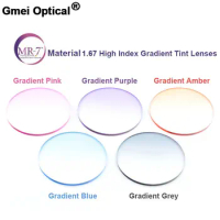 Radiation Protection 1.67 Ultra-Thin MR-7 Super-Tough Gradient Tint HMC EMI Asphere Anti UV Myopia Hyperopia Prescription Lenses