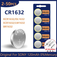 Original For Sony 2-50pcs CR1632 3v lithium battery DL1632 BR1632 ECR1632 L1632 Car Key Remote Control CR 1632 Watch Battery