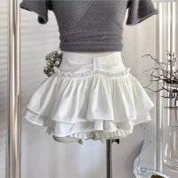 Pure Desire Style Double Layer Puffy Half Skirt for Women Summer High Waist Cake Skirt Anti-Exposure