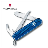 【VICTORINOX 瑞士維氏】My First Victorinox 9用瑞士刀/透藍(0.2373.T2)