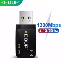 EDUP 1300Mbps Mini USB WiFi Adapter Dual Band Wifi Network Card 5G 2.4GHz Wireless AC USB Adapter for PC Desktop Laptop Win11