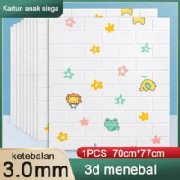 Wallpaper Kamar Tidur Dinding 3D 70 x 77 CM Motif Gambar Kartun Animasi Lucu | 3D Foam Motif Bata De