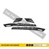 遠的要命偉士王國 Vespa PIAGGIO GTS Super Sport 原廠 側肚 關刀 貼紙 黑底 灰字 GTV