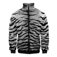 Mens Unisex 3D Bomber Jackets Tiger Skin Print Zipper Flight Jacket Casual Unisex Harajuku Women Streetwear Stand Collar Coats