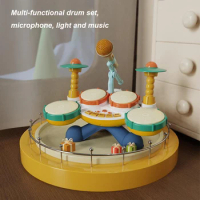 Multifunctional Drum Set Drum Set Toys Montessori Learning Toys Jazz Drum Toys Set with Microphone Best Gifts for Children Kids