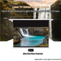 8K Laser TV Self-Rising In-Ceiling Tab-Tensioned UST ALR Screen PET Crystal Ambient Light Rejecting Screen for 4k UST Projector