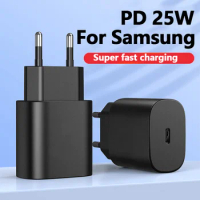 PD3.0 25W Super Flash Fast Charger For Samsung Galaxy S20 S21 S22 S23 Ultra S10 S9 Note 10+ EU/US Plug USB C to Type-C