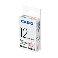 CASIO 卡西歐 XR-12WER1 12mm 白底紅字 標誌帶/標籤帶