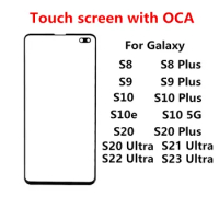 S22 S23 S21 Ultra Outer Screen For Samsung Galaxy S10 5G S20 Plus S8 Plus S9 Front Touch Panel LCD Display Repair Parts + OCA