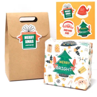 5-10 Sheets Christmas Sticker Gift Box Sealing Sticker Label Packaging Sticker Gift Box Decoration