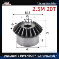 1pc Bevel Gear 2.5 Mod 20 Teeth 2.5M 20T With Process Hole 12mm 90 Degree Drive Commutation Steel Gears With Screw
