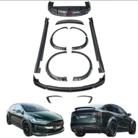 Perfect Fit Carbon Fiber Front Lip Side Skirts Rear Diffuser Spoiler Wing Canards CMS Style Body Kit For Tesla Model X 2022-2023