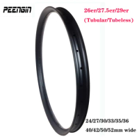 Full Size Mtb Carbon Rim 26Er/27.5 Inch/29 Plus Bicycle Tubular/Clincher Tubeless Mountain Bike Wheel 24~52Wide 23~34 Deep XC/DH