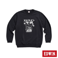 EDWIN 東京散策系列 營養牛乳厚長袖T恤-男女-黑色