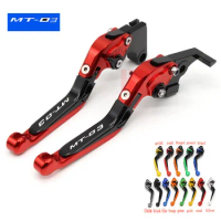For YAMAHA MT-03 MT03 MT 03 2005-2009 Motorcycle Accessories CNC Folding Extendable Brake Clutch Levers LOGO MT-03