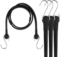 Flat Silicone Rubber Bungee Cords with Hooks Adjustable 36 inch 4 Pack Heavy Duty Tie Down Straps，Ab