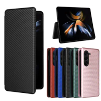 For Samsung Galaxy Z Fold 5 5G Luxury Flip Carbon Fiber Skin Shockproof Case For Samsung Z Fold5 ZFold5 Protective Phone Bags