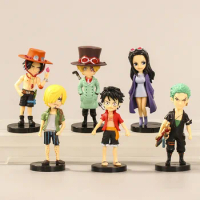 6 PCS/lot Anime One Piece Figure Monkey D Luffy Figure Zoro Sanji law trafalgar Sabo One Piece Anime PVC Model Toys