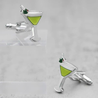 Novel Creative Drinking Cup Green Cocktail Glass Cufflink Elegant Fashion Men's shirt suit accessories Wedding Gifts