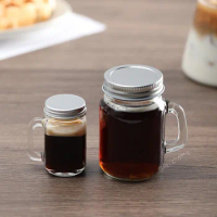 Mini Mason Cup with Sealed Leak-Proof Espresso Bottle, Cute Jar Thickened Glass Cup, Portable Special Storage Bottle 40ML/120ML