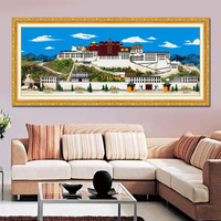 線繡十字繡布達拉宮新款大幅客廳西藏佛教點粘貼滿磚5D鉆石畫