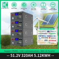 LiFePO4 48V 320Ah Battery Pack 51.2V 5.12KW Rechargeable batterie Built in BMS CAN RS485 Off On Grid Inverter House Solar system