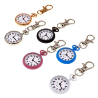 10pcs Wholesales Pocket Watches Nurse Pocket Watch Keychain Fob Clock with Battery Doctor Vintage Watch pocket fob watches
