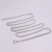 Solid 18K White Gold Cable Chain Necklace 20"L 2mmW Women Necklace GUARANTEED 18KT PURE GOLD