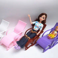 Miniature Beach Chair Dollhouse Accessories Realistic Lounge Chair Girls Gift Interactive Pretend Jointed for Doll Accessory