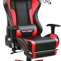 Gaming Chair with Footrest Speakers Video Game Chair Bluetooth Music Heavy Duty Ergonomic Computer Office Desk Chair Red