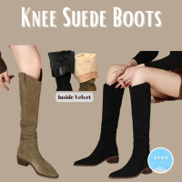Knee Suede Boots With heels Boots Hak selutut bahan suede