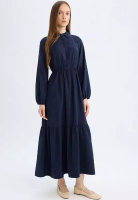 DeFacto Shirt Collar Maxi Dress