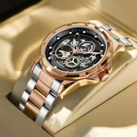 AILANG 2023 NewHollow Mechanical Watch for Men Skeleton Tourbillon Luminous Waterproof Stainless Steel Men's Automatic Watch