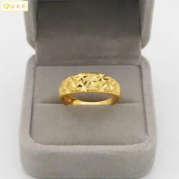 Classic Pure Copy Real 18k Yellow Gold 999 24k Couple for Men and Women Adjustable Wedding Ring Jewelry Gift Never Fade Jewelry