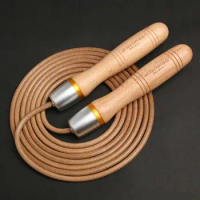 New Cowhide Leather Rope Universal Metal Bearing Speed Rope Skipping Adjust Adult Bearing Wooden Handle Cowhide Rope