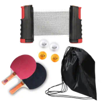Portable Table Tennis Set Ping Pong Set With Retractable Net Indoor Outdoor Play Table Tennis Racket Ping Pong Balls Training