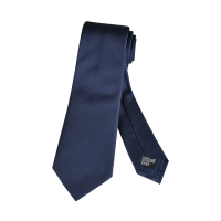 【EMPORIO ARMANI】EMPORIO ARMANI刺繡老鷹LOGO緞面真絲領帶(寬版/午夜藍)