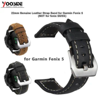 22mm Genuine Leather Strap Smart Watch Wrist Band Bracelet Strap for Garmin Fenix 5 /Forerunner 9359(NOT Quick Fit)