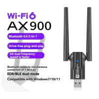 Bộ Chuyển Đổi WiFi6 USB, AX900, 2.4G / 5Ghz, Bluetooth 5.4, USB Dongle, Bộ Thu WLAN Không Dây 900Mbp
