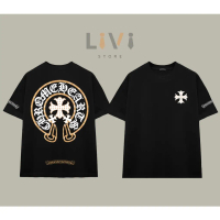 Áo Thun Cotton, Trái Tim Crôm Chéo Vòng Vàng, Chất Lượng Cao, Hình Thức Rộng, LiVi Store, Được Làm B