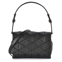 ISSEY MIYAKE 三宅一生BAOBAO FOSSETTE 霧面幾何菱格翻蓋肩背/斜背包(小)-黑色