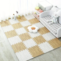 Non-Slip Floor Mat 4-12pcs Wood Grain Puzzle Floor Foam Carpet Bedroom Splicing Mat Children Floor Mats Puzzle Mat